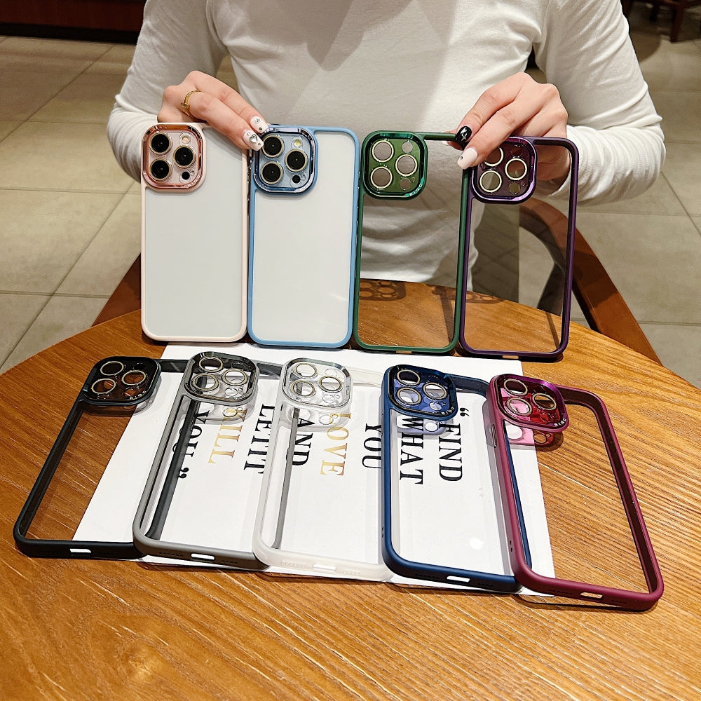 Electroplating Transparent Camera Lens Protective Phone Case - iPhone 14