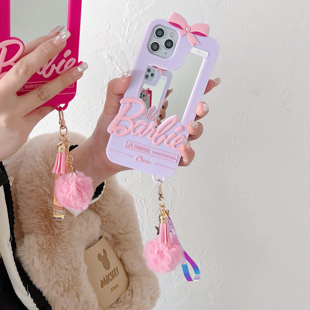 3D Barbie Silicone Soft Phone Case With Mirror - iPhone 14