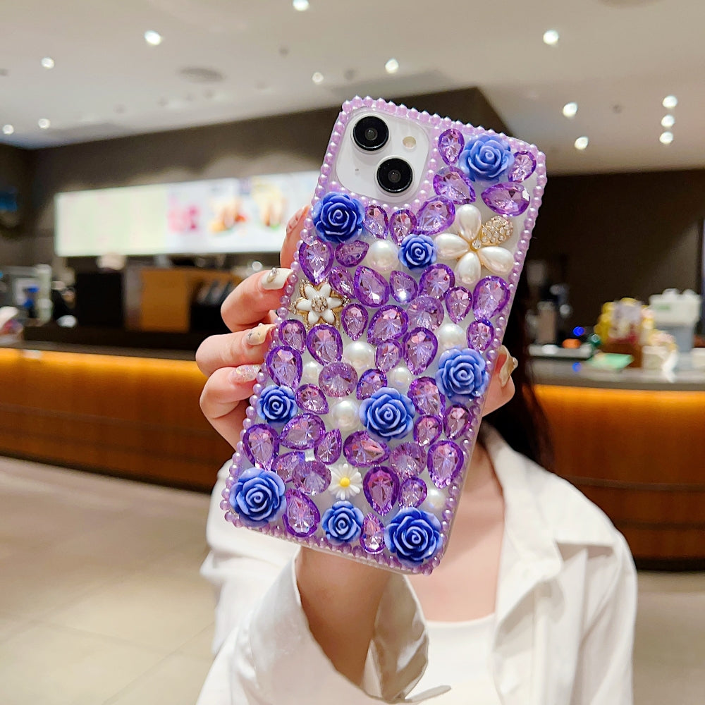 Luxury Crystal Gem and Flower Camera Protection Case - iPhone 13 Pro