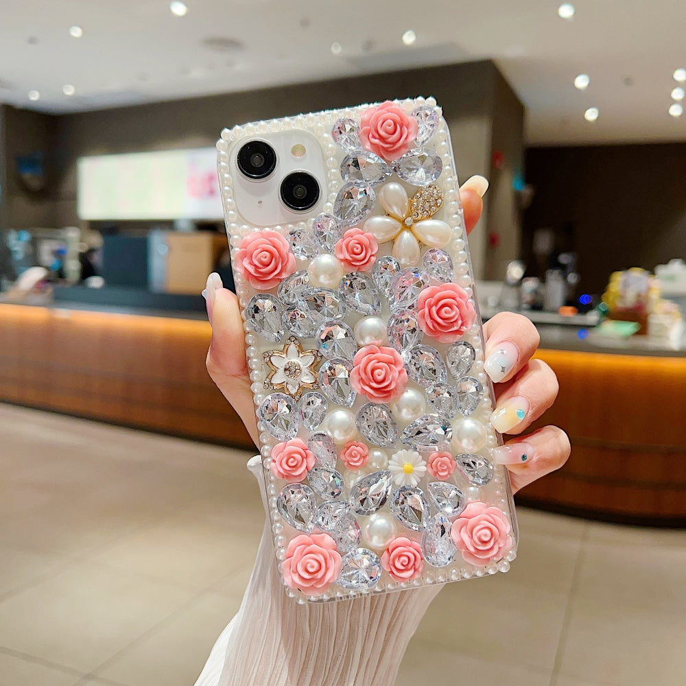 Luxury Crystal Gem and Flower Camera Protection Case - Samsung S22