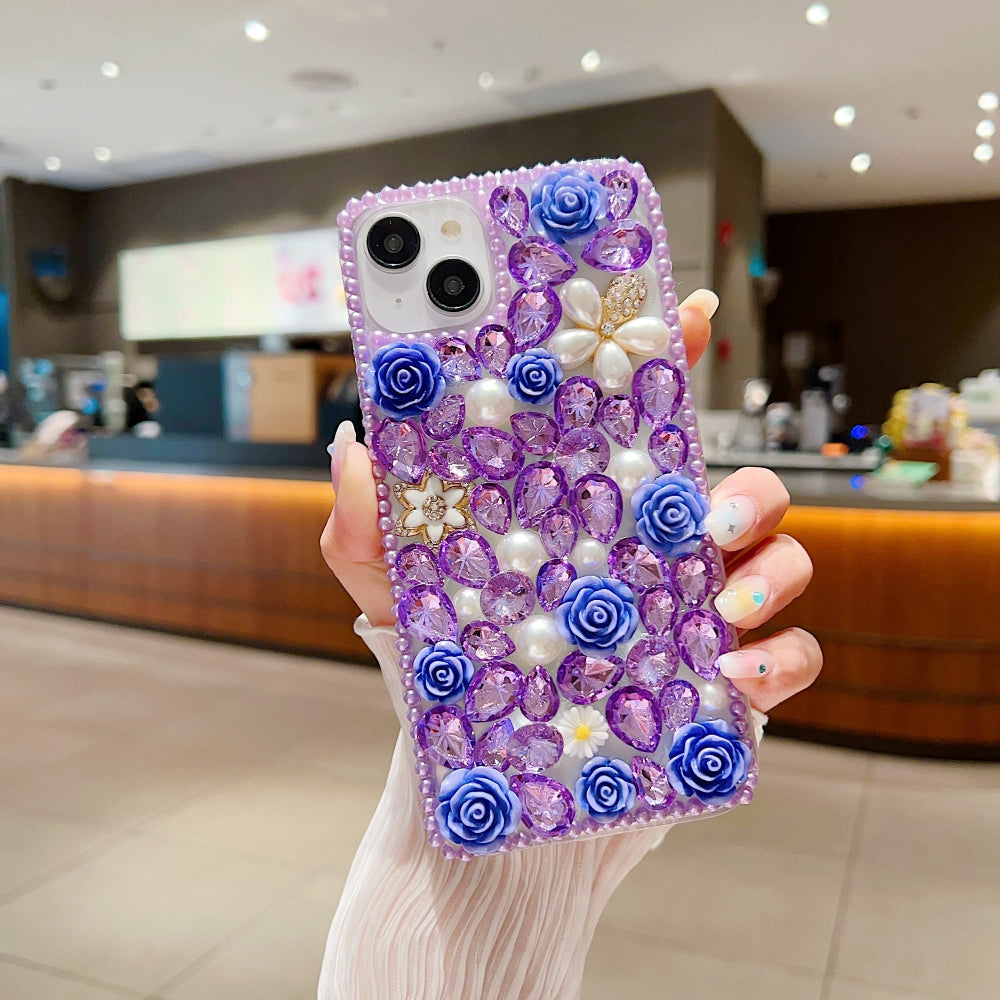 Luxury Crystal Gem and Flower Camera Protection Case - Samsung S22