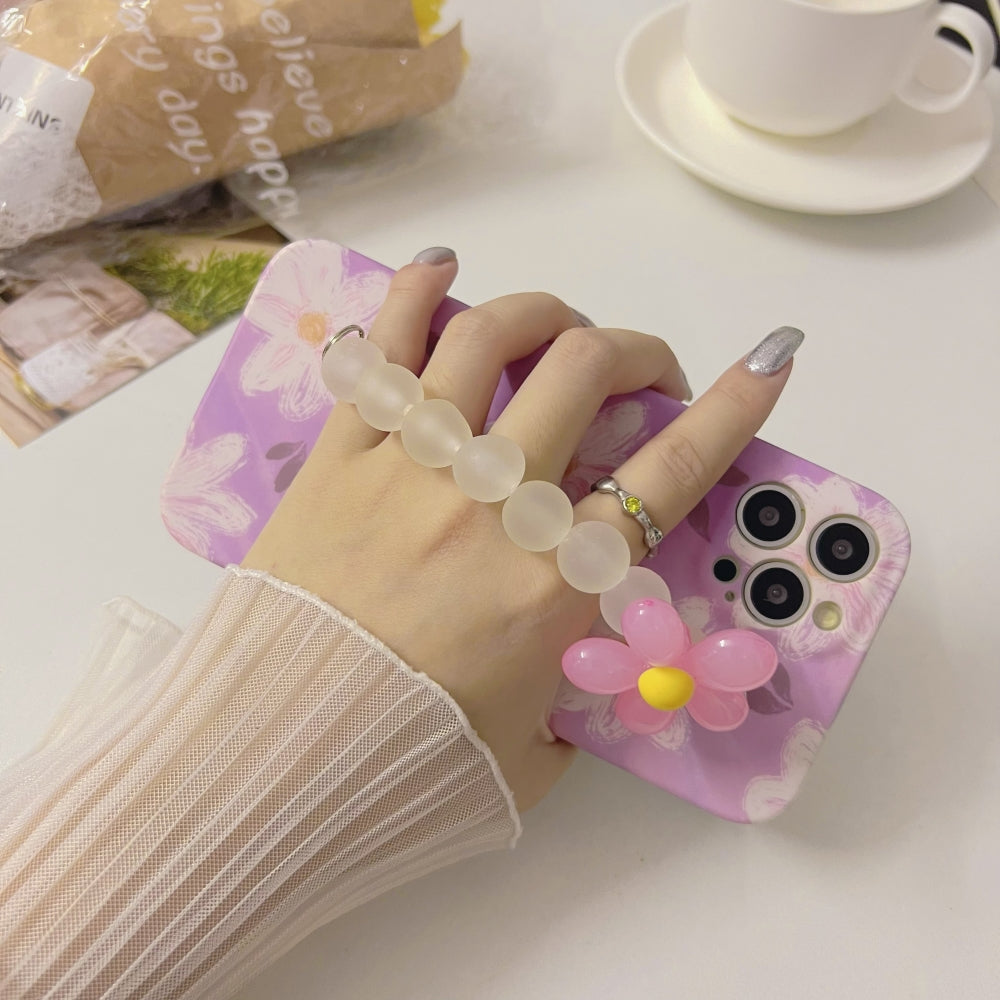Flower Print Design Wrist Hand Strap TPU Soft Case - iPhone 11