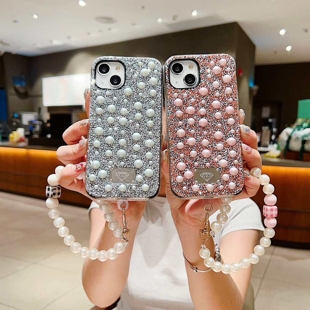 Shockproof Bling Pearl PC (Hard) Case With Pearl Bracelet - iPhone 12 Pro Max