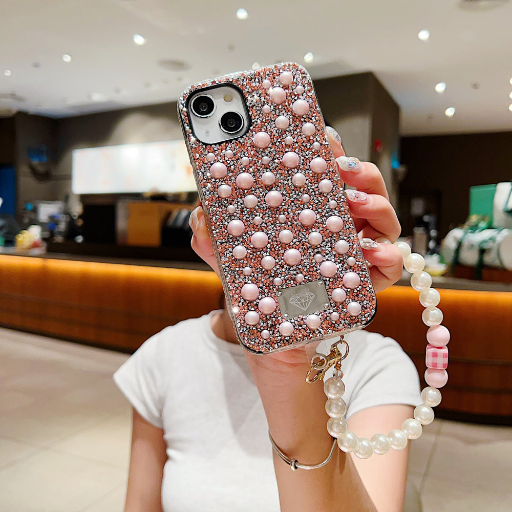 Shockproof Bling Pearl PC (Hard) Case With Pearl Bracelet - iPhone 12 Pro Max