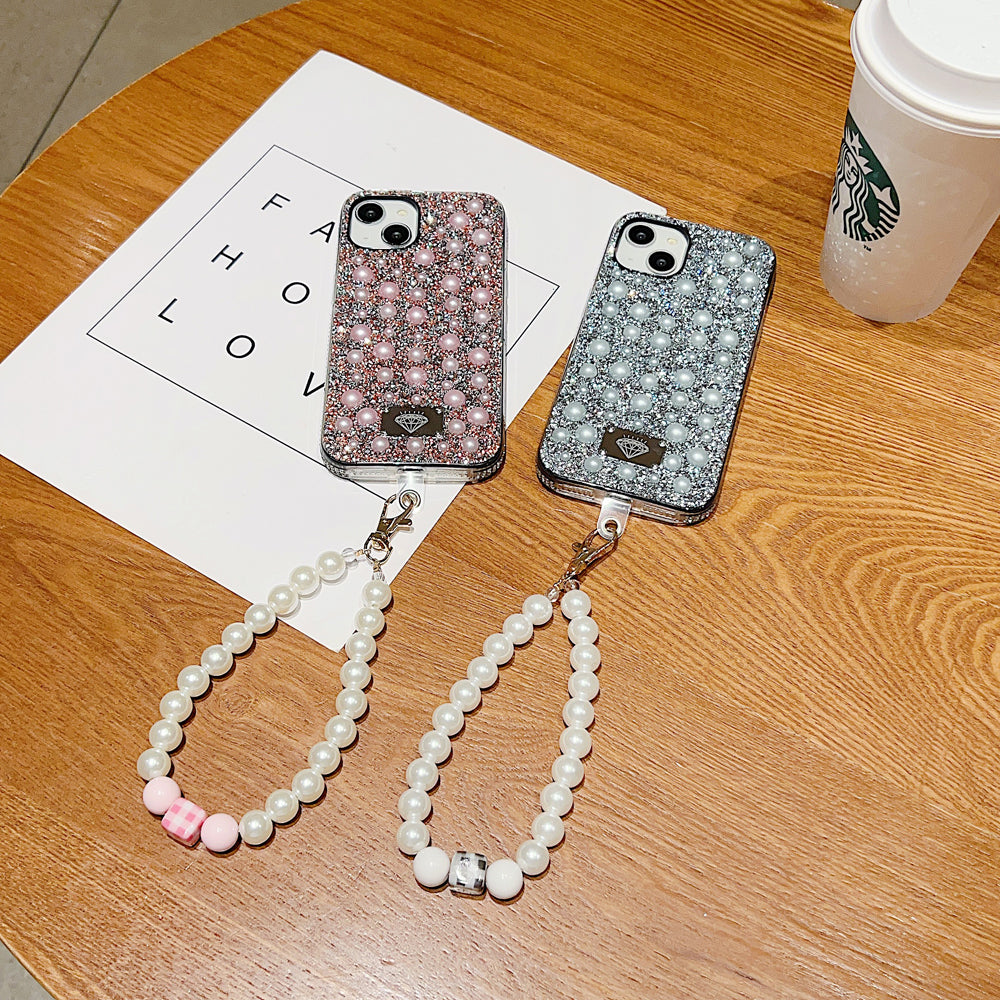 Shockproof Bling Pearl PC (Hard) Case With Pearl Bracelet - iPhone 14