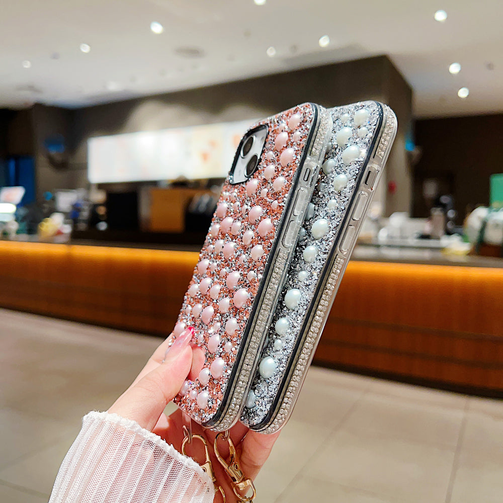 Shockproof Bling Pearl PC (Hard) Case With Pearl Bracelet - iPhone 12 Pro Max