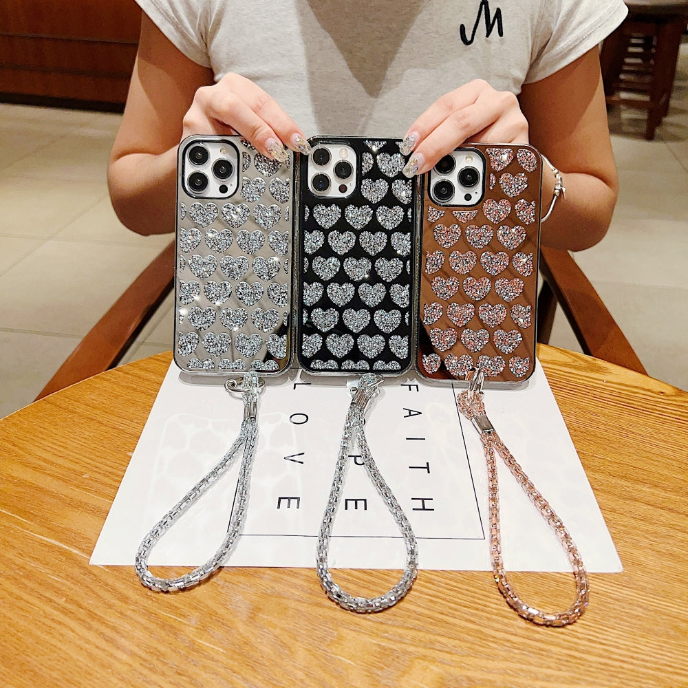 Shiny Glitter Diamond Heart PC (Hard) Case -iPhone 14