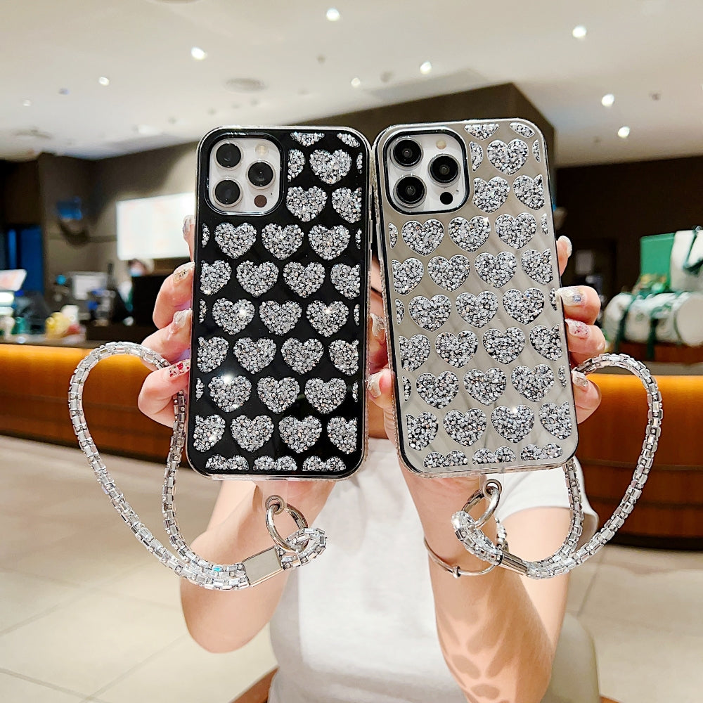 Shiny Glitter Diamond Heart PC (Hard) Case -iPhone 13 Pro Max