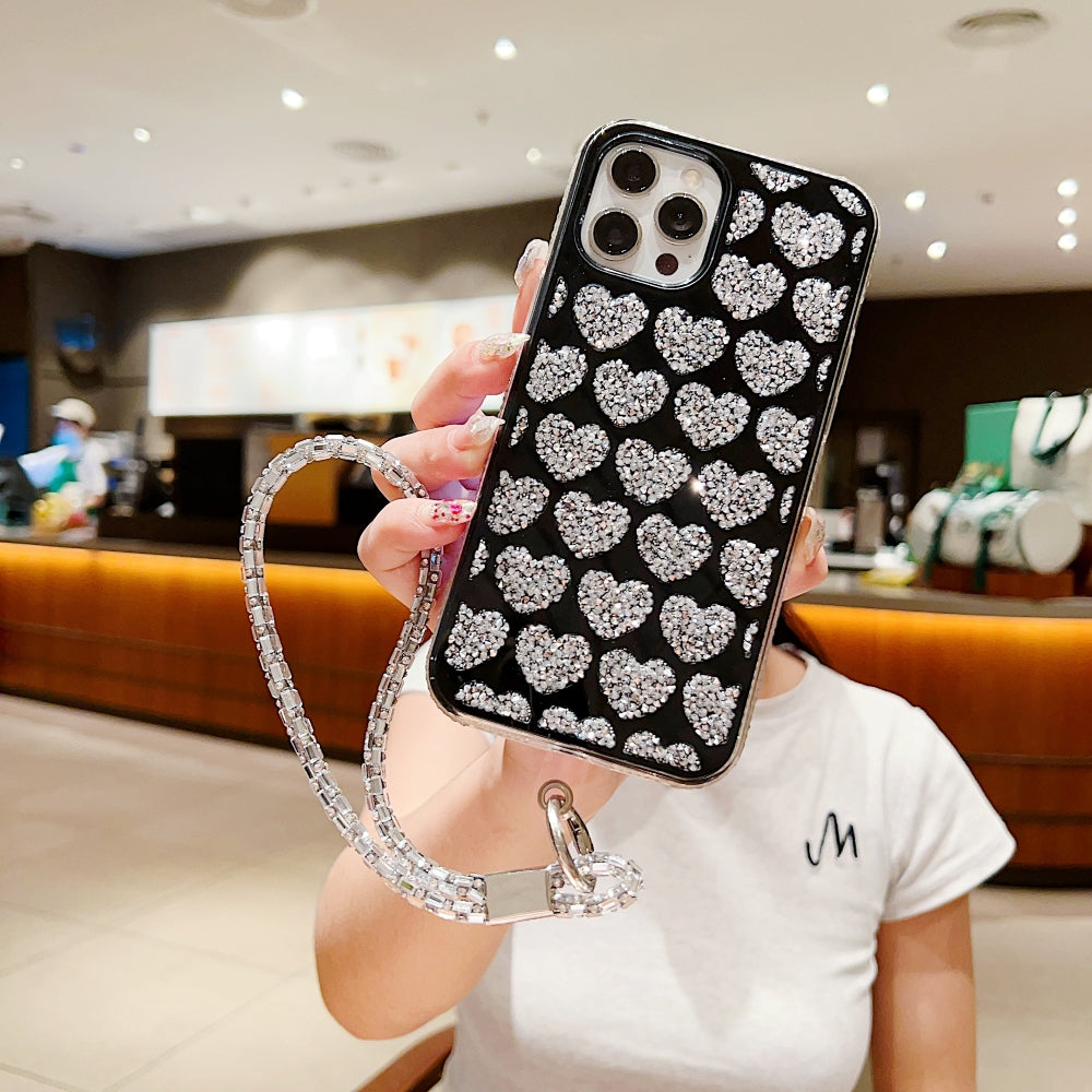 Shiny Glitter Diamond Heart PC (Hard) Case -iPhone 14