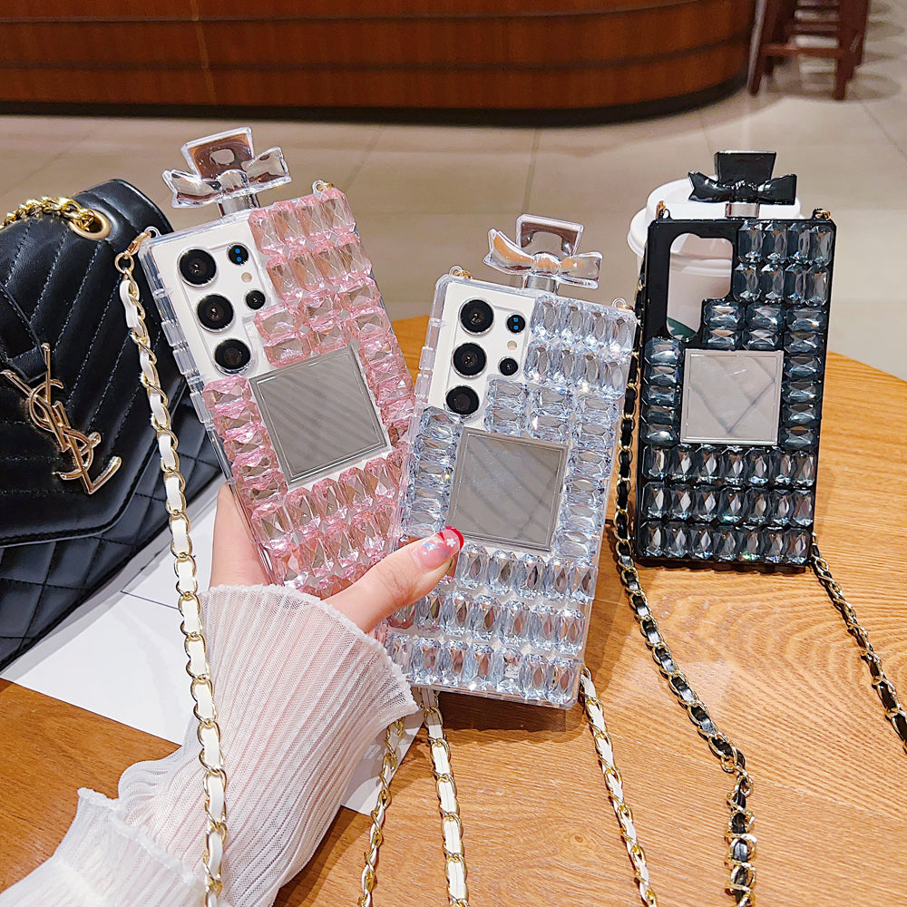 Handmade Perfume Bottle Crossbody Chain Diamond Phone Case iPhone 13