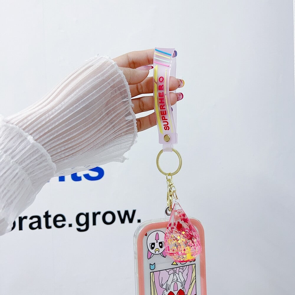 Diamond Shape Floating Liquid Stone Keychain