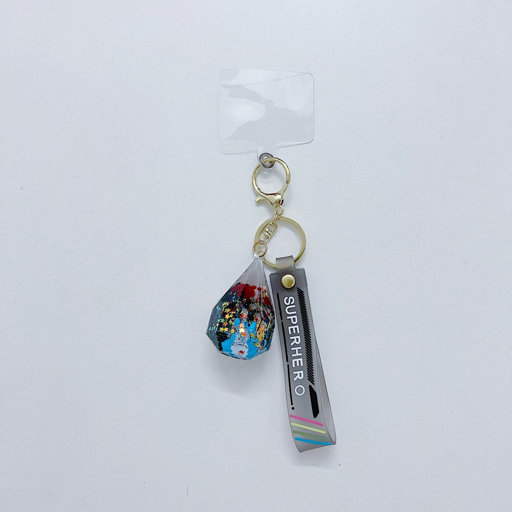 Diamond Shape Floating Liquid Stone Keychain