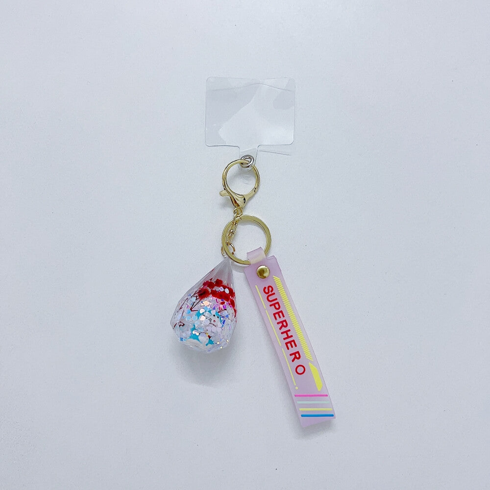 Diamond Shape Floating Liquid Stone Keychain