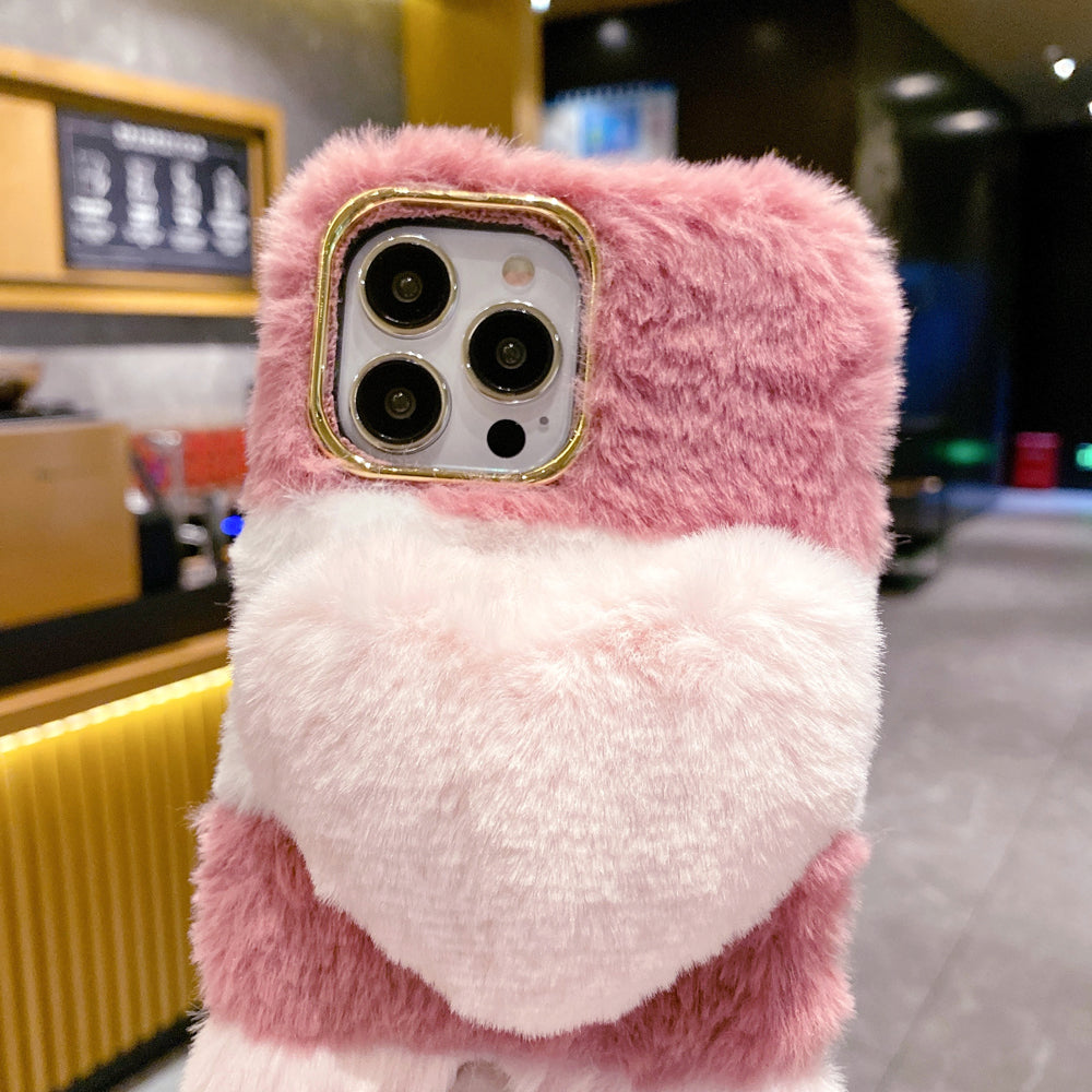 Anti-shock Soft Fur Heart Shape Pop Case - Vivo V27 Pro