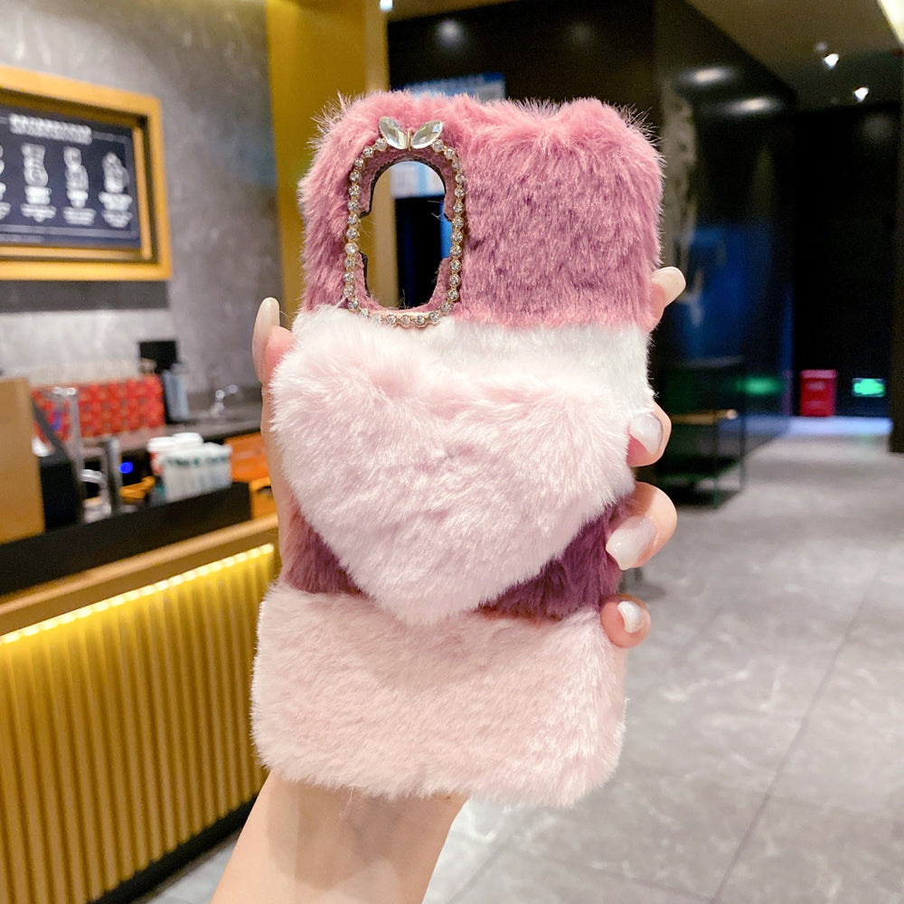 Anti-shock Soft Fur Heart Shape Pop Case - Vivo V27 Pro