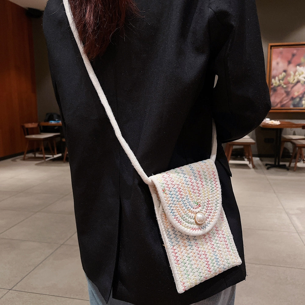 Jute Woven Rope Cross Body | Sling | Universal Magnetic Closer Mobile Pouch Bag