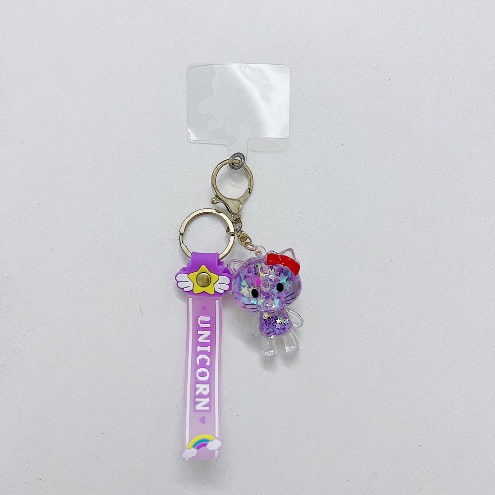 Cartoon Kitty Cat Liquid Glitter Keychain | Phone Charm