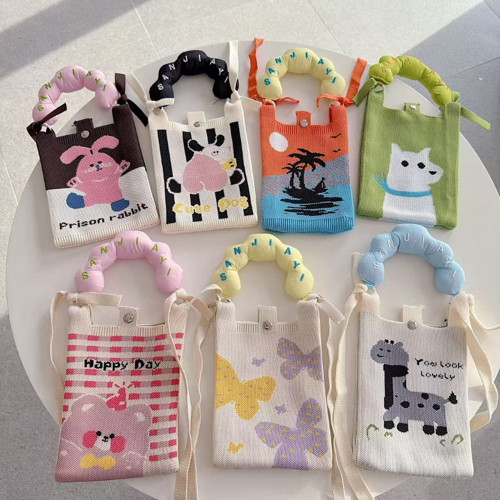 Prison Rabbit Knit Cloud Handle Phone Bag
