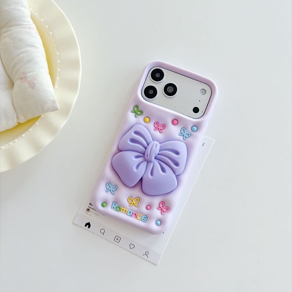 Lavender Love Bow Silicone Phone Case