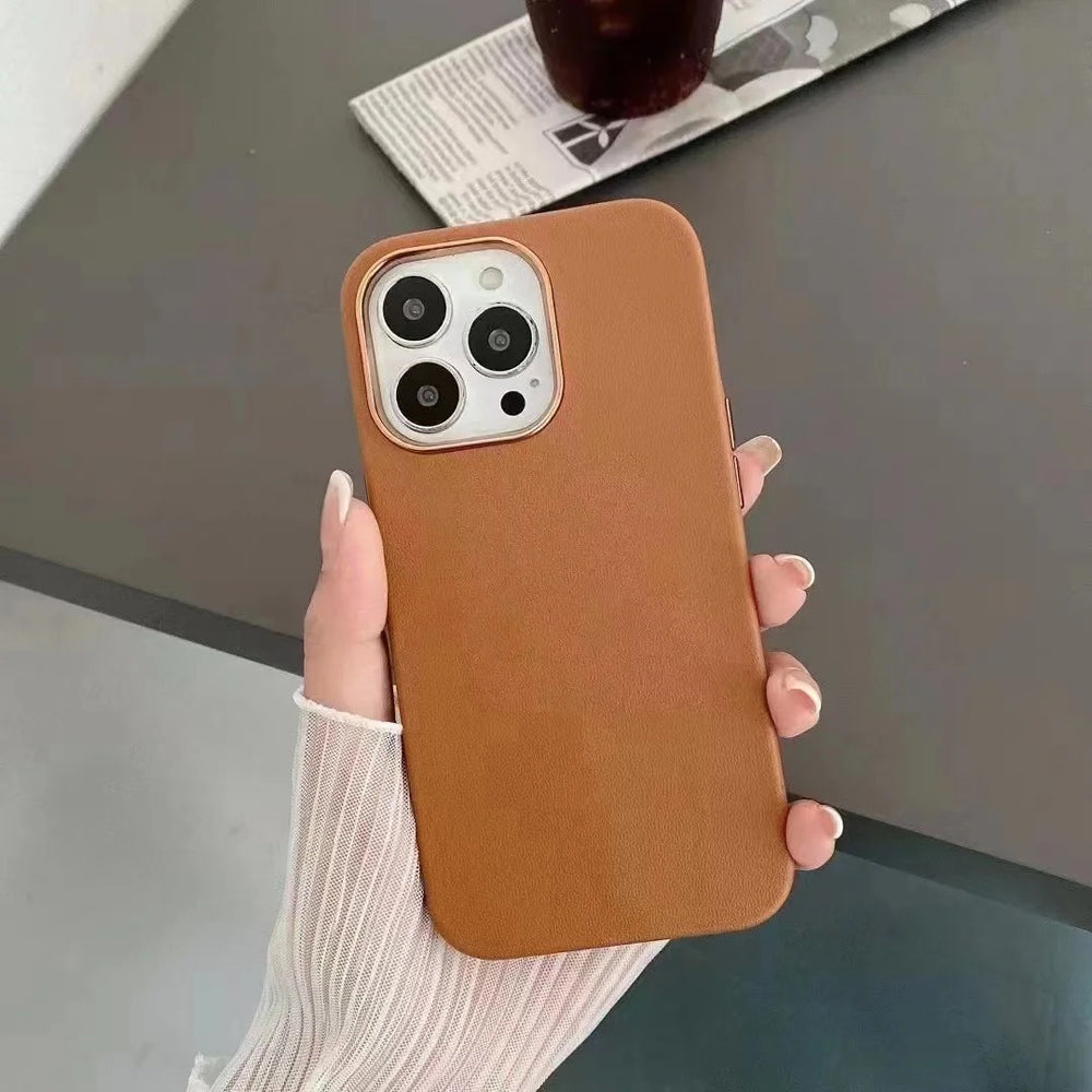 Leather Chrome PC Ring Cover - iPhone 8