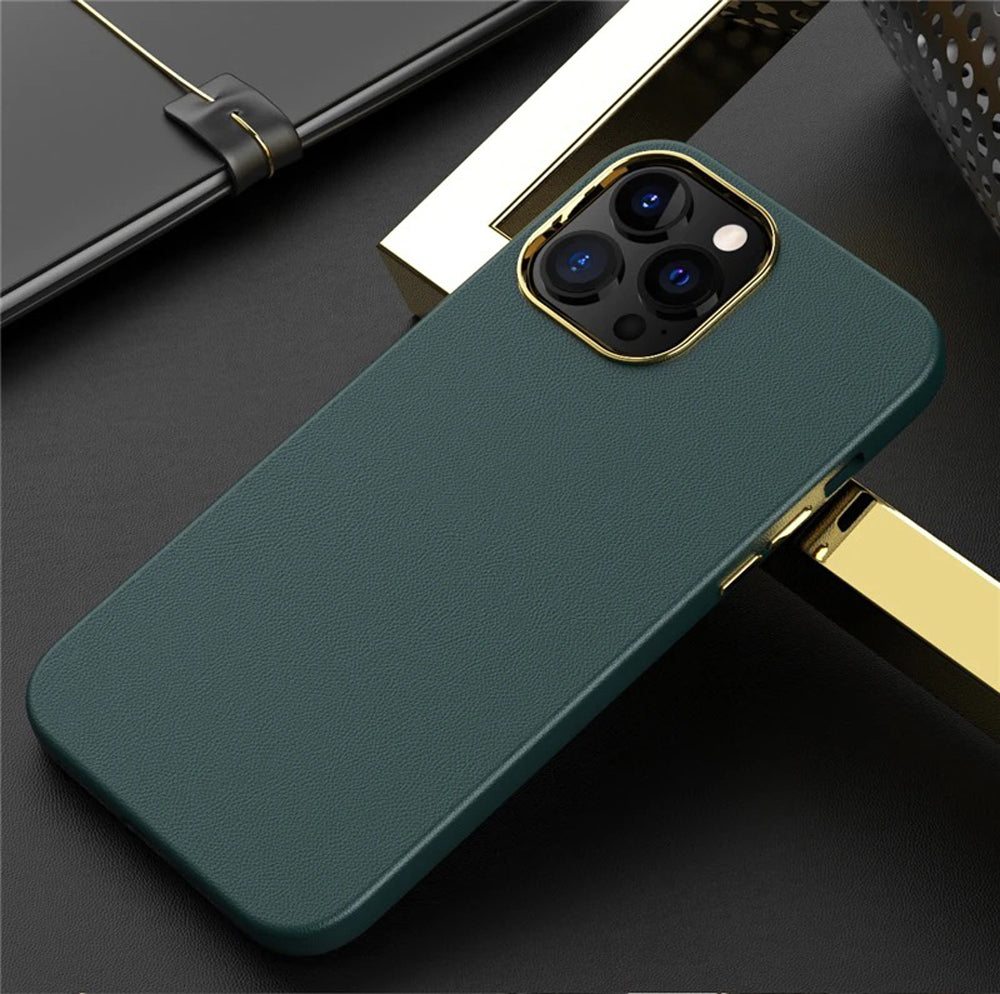 Leather Chrome PC Ring Cover - iPhone X