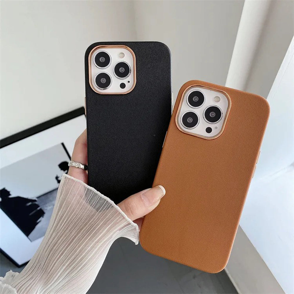 Leather Chrome PC Ring Cover - iPhone X