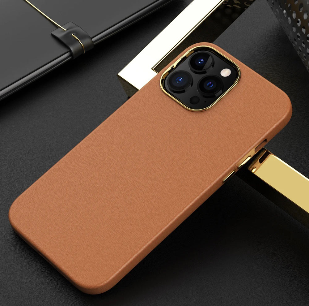 Leather Chrome PC Ring Cover - iPhone X