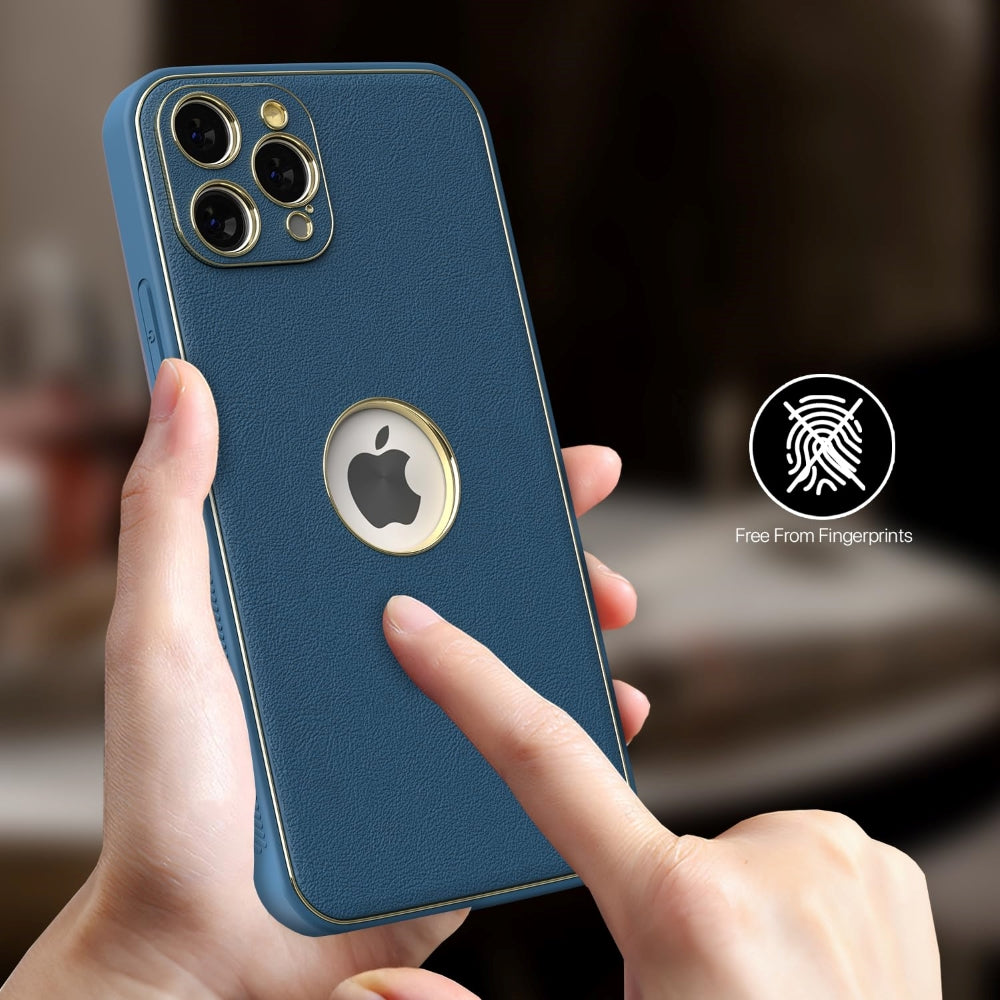 Leather Metal Plating Camera Protection Cover - iPhone 14