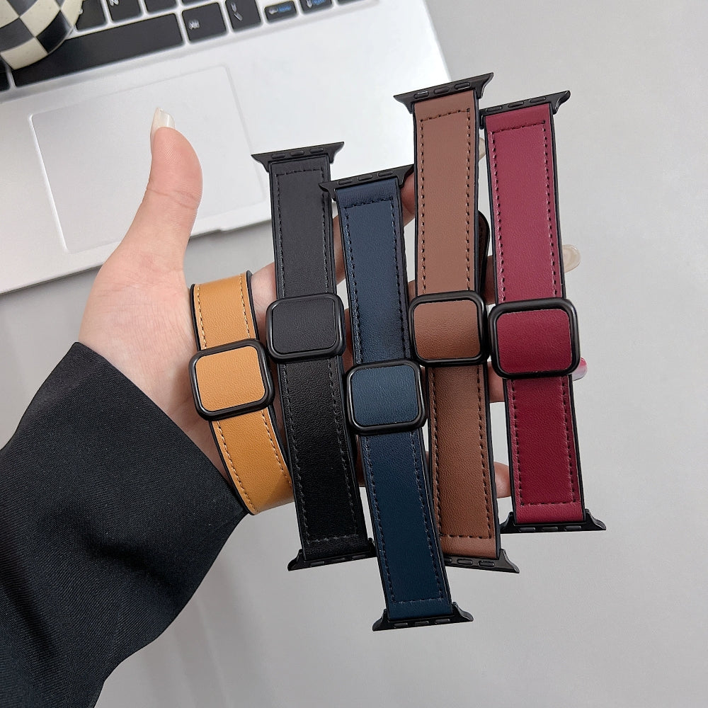 PU Leather Strap Magnetic Lock | Smartwatch Band for iWatch Series 9/8/7/6/5/4/3/2/1/Ultra 2/Ultra SE/SE 2