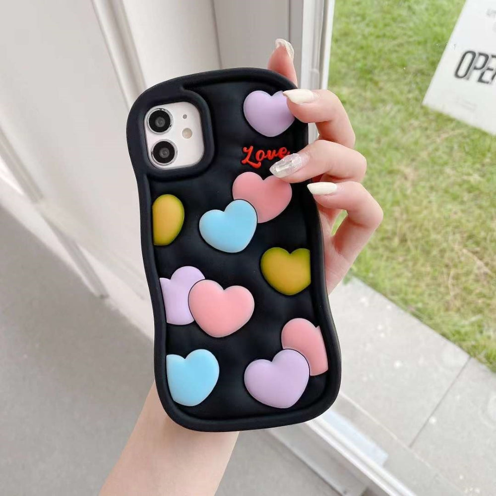 Love Pattern Shockproof Silicone Soft Cover - iPhone 13 Pro Max