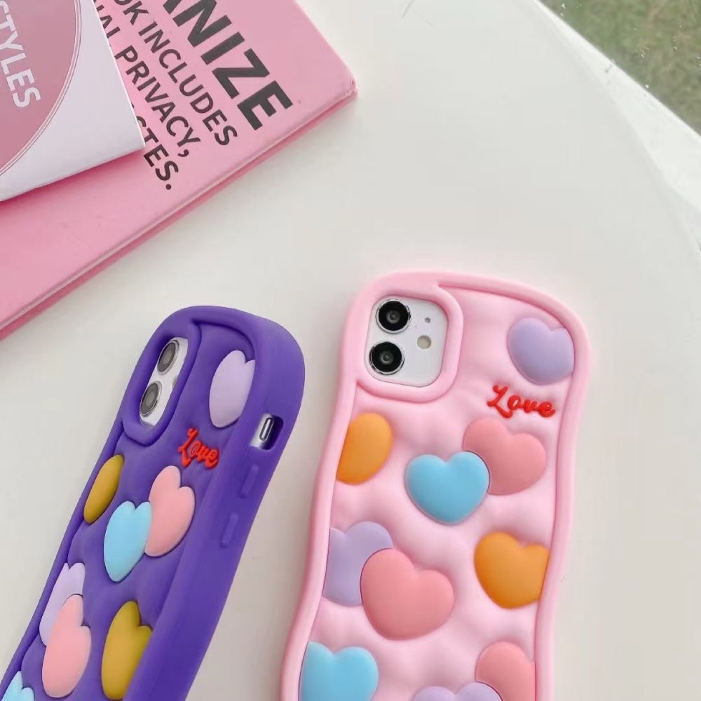 Love Pattern Shockproof Silicone Soft Cover - iPhone 12