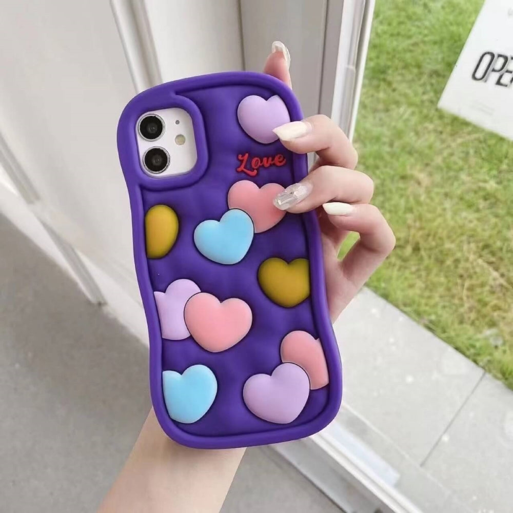 Love Pattern Shockproof Silicone Soft Cover - iPhone 12