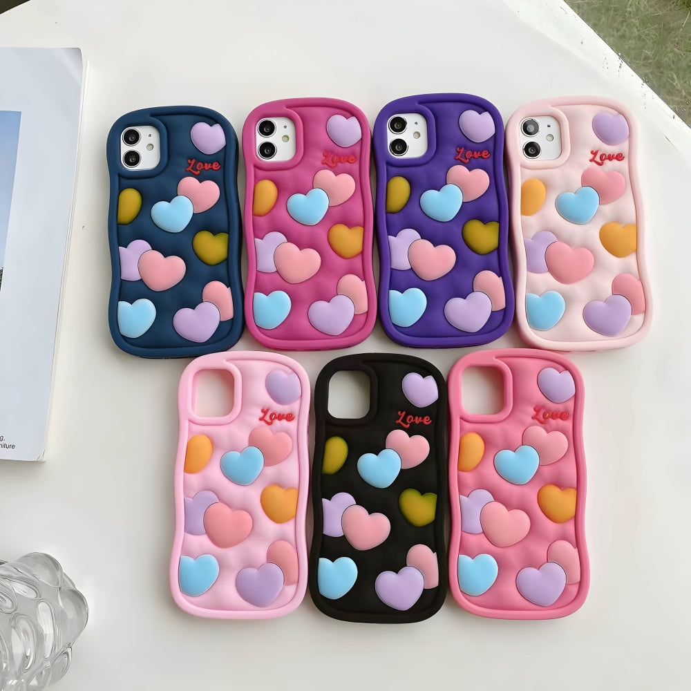 Love Pattern Shockproof Silicone Soft Cover - iPhone 13 Pro