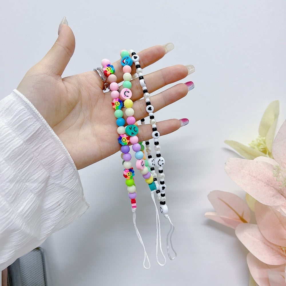 Multicolor Smiley Beads Phone Charm | Bracelet