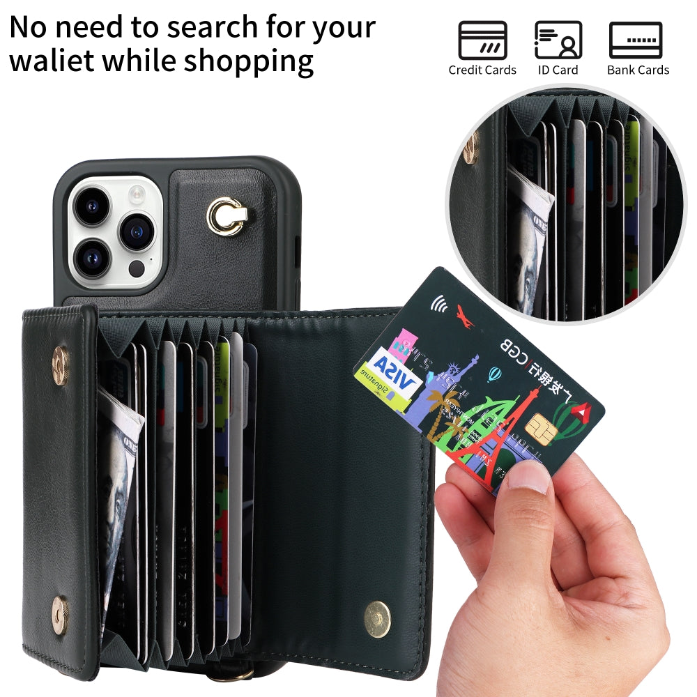 Phone Protective PU Leather Wallet Purse Case with Card Holder - iPhone 12 Pro Max