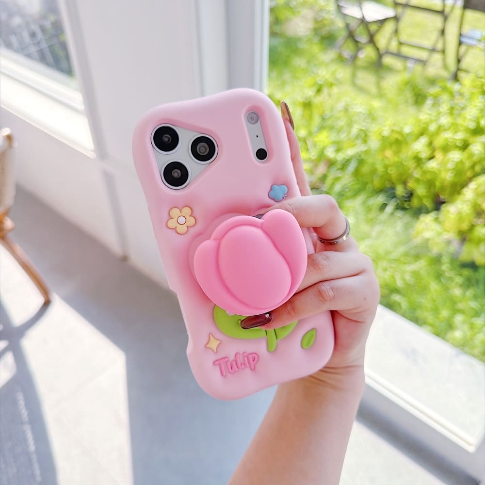 Pink Blossom Bliss Tulip Silicone Phone Case