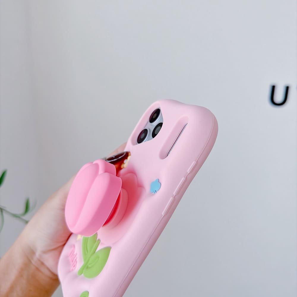 Pink Blossom Bliss Tulip Silicone Phone Case