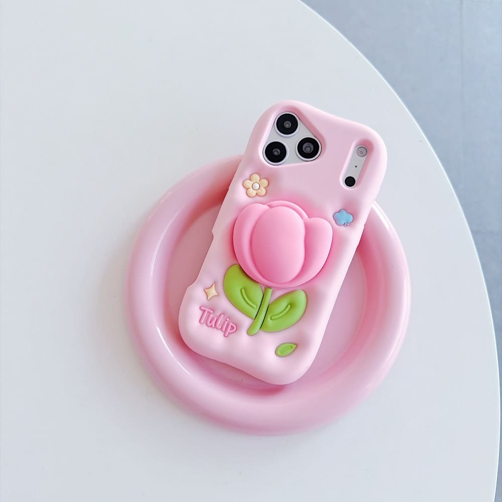Pink Blossom Bliss Tulip Silicone Phone Case