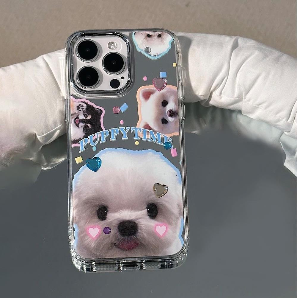 Puppy Face Luxury Plating Case with Puppy Face Stand- iPhone 12 Pro Max