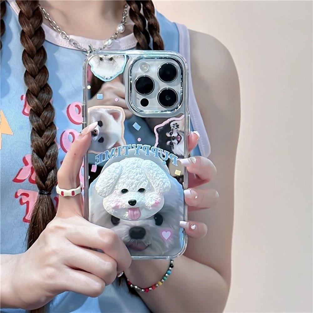 Puppy Face Luxury Plating Case with Puppy Face Popsocket - iPhone 13 Pro