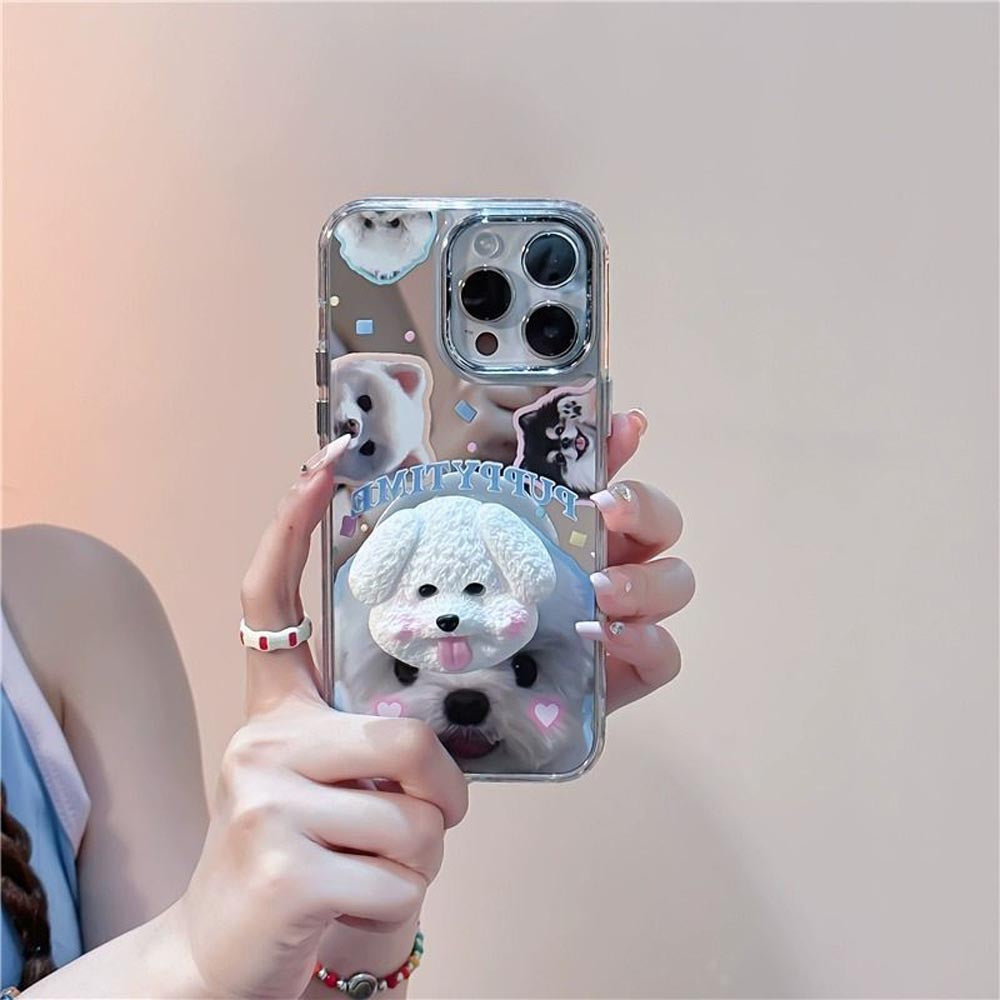 Puppy Face Luxury Plating Case with Puppy Face Popsocket iPhone 12 P