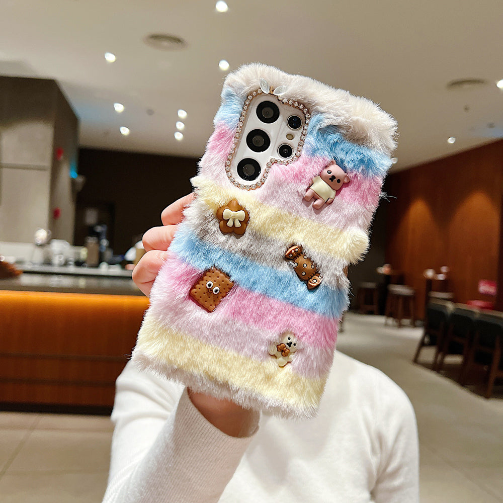 Rainbow Furry 3D Toy Camera Protection Soft Phone Case - iPhone 15 Pro Max