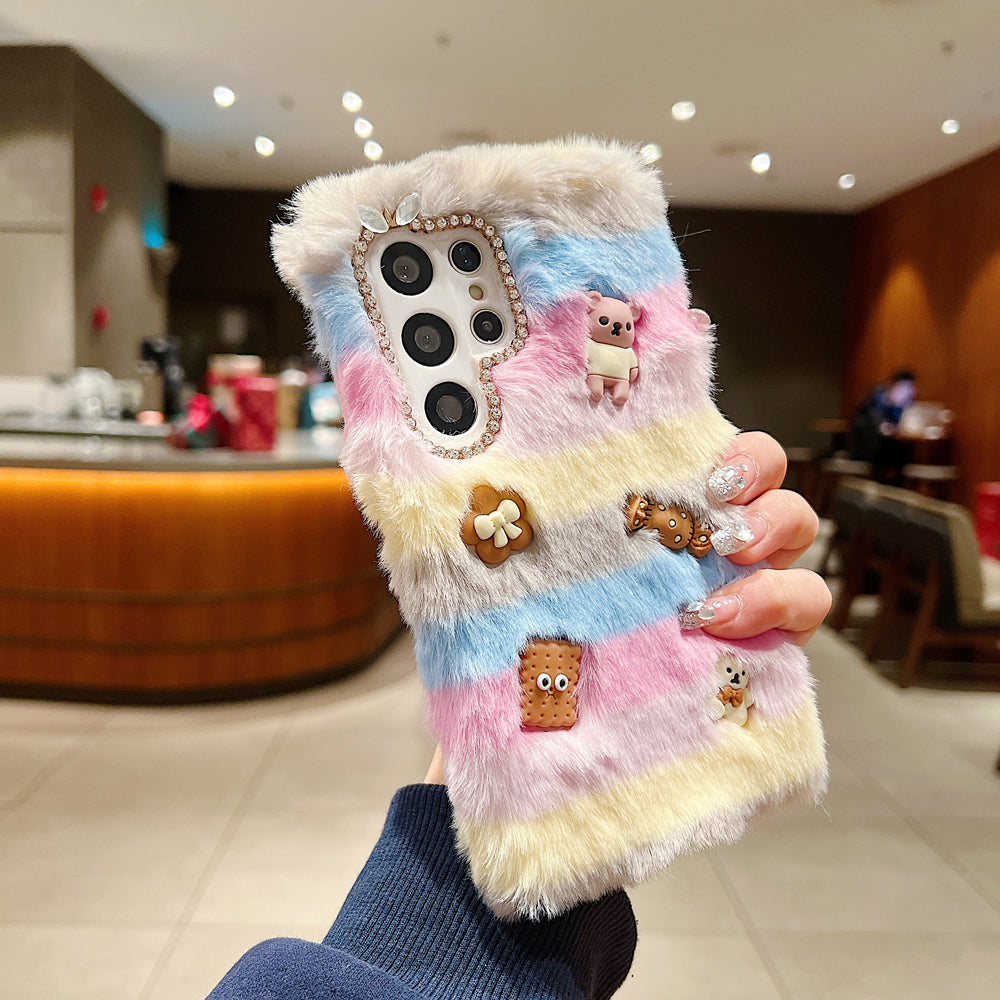 Rainbow Furry 3D Toy Camera Protection Soft Phone Case - iPhone 15 Pro Max