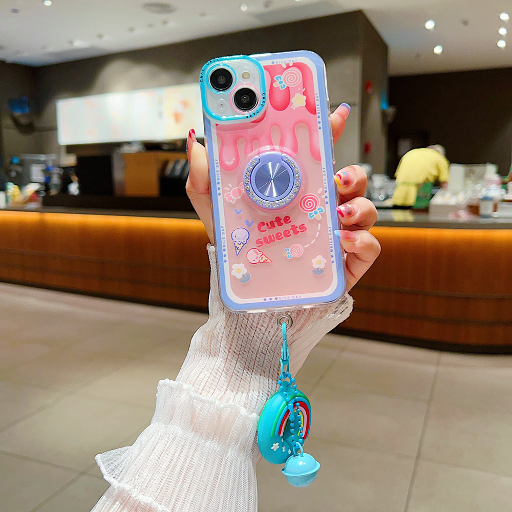 Rotated Ring Holder Printed Case With Charm - Samsung A33 (5G)