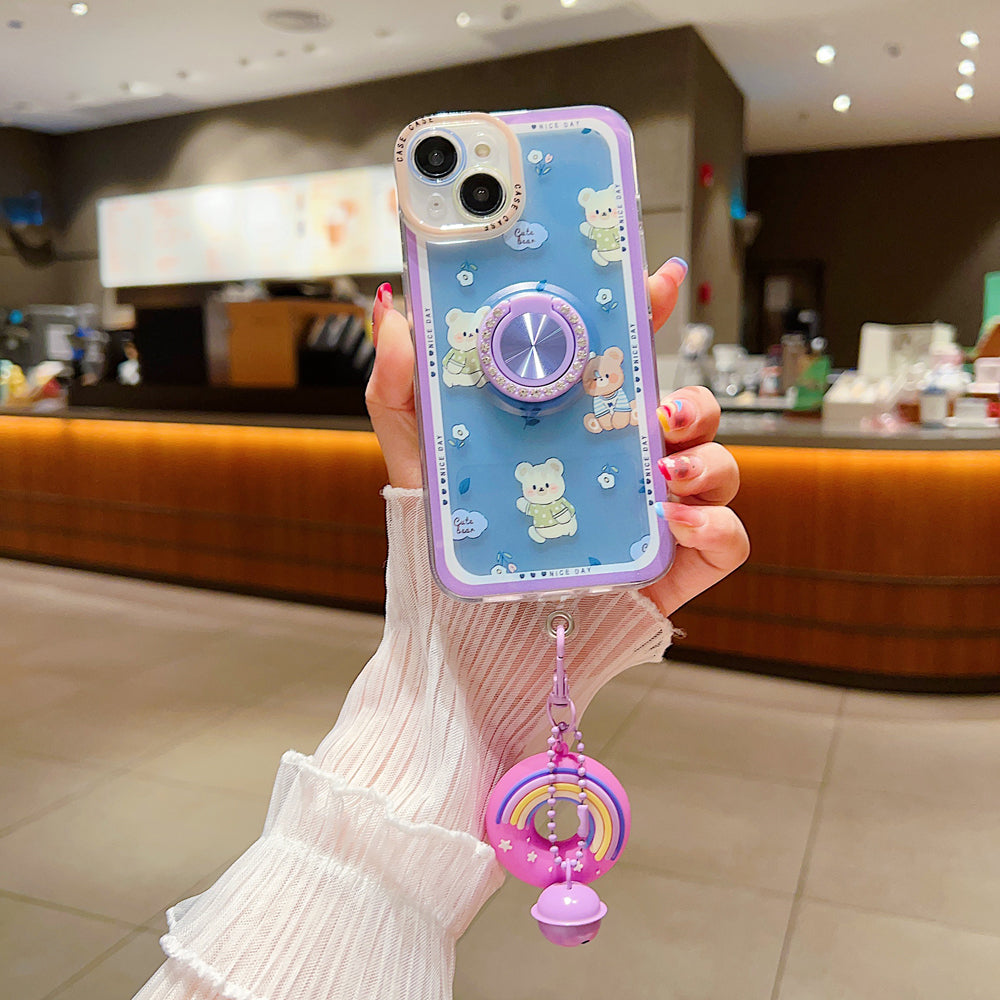 Rotated Ring Holder Printed Case With Charm - iPhone 14