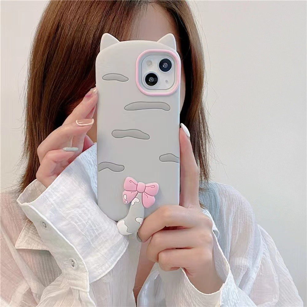 Cute Little Cat Phone Case with A Rotated Tail - iPhone 15 Pro Max