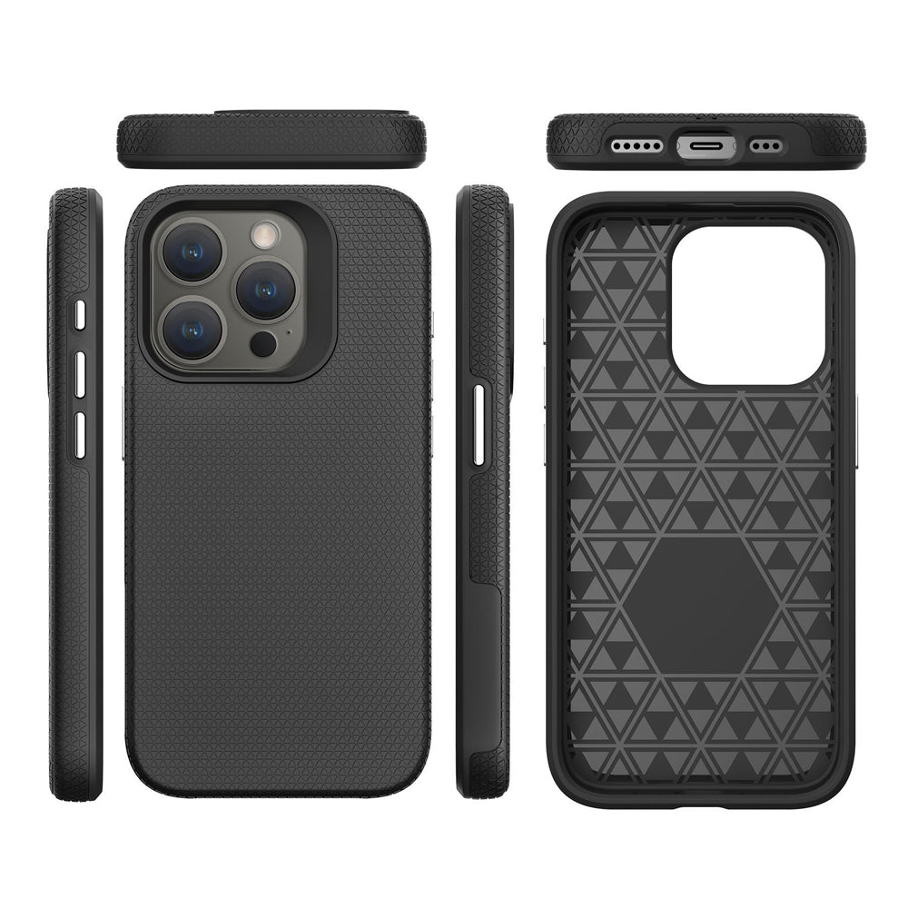 Shockproof Rugged Metal Button TPU (Soft) | PC (Hard) Phone Case - iPhone 15