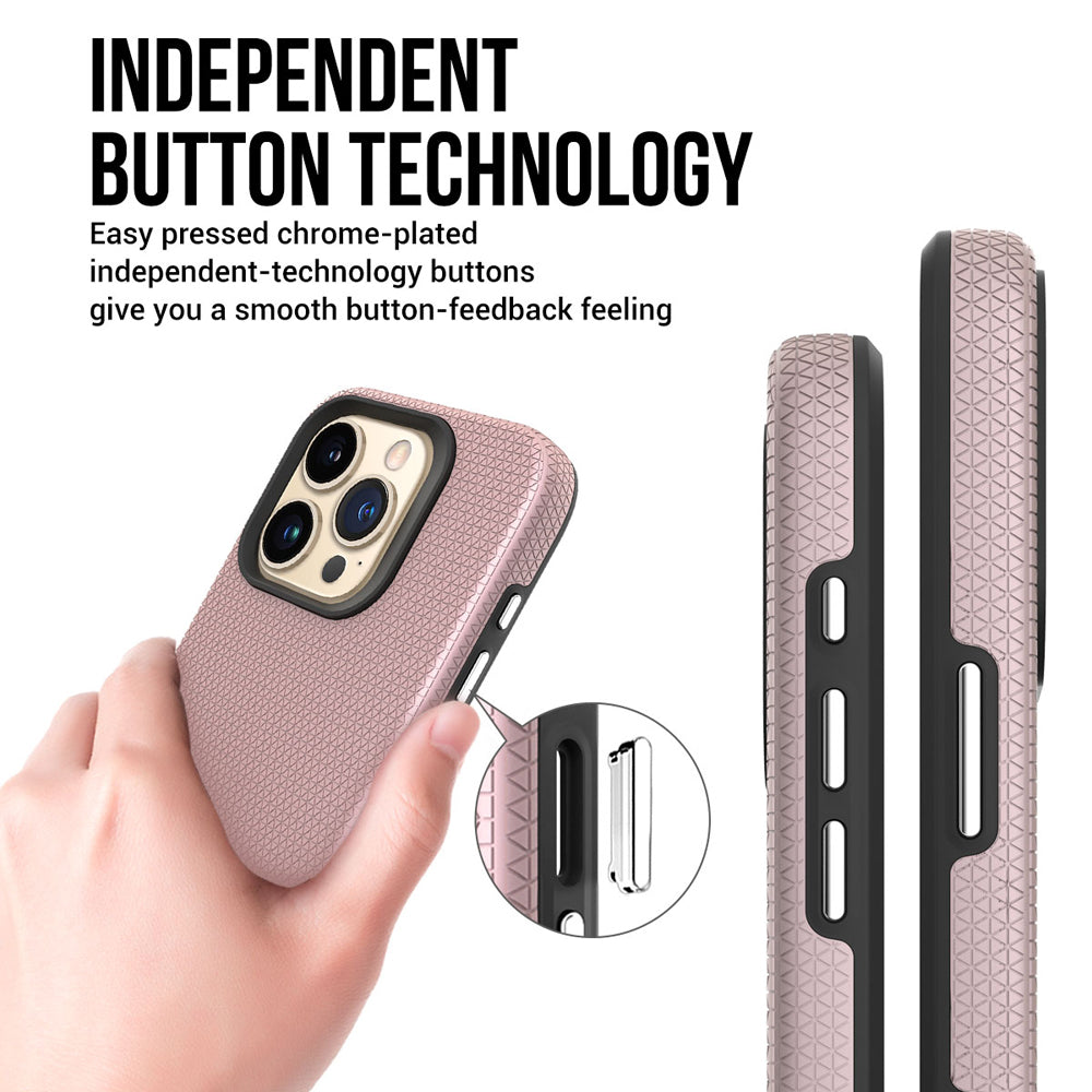 Shockproof Rugged Metal Button TPU (Soft) | PC (Hard) Phone Case - iPhone 13 Pro Max