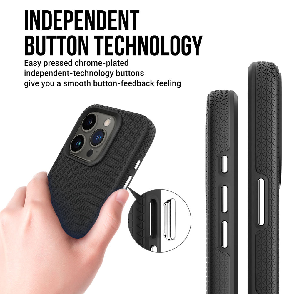 Shockproof Rugged Metal Button TPU (Soft) | PC (Hard) Phone Case - iPhone 14