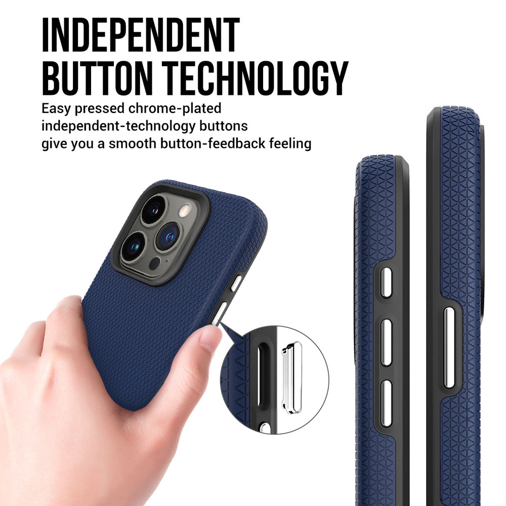 Shockproof Rugged Metal Button TPU (Soft) | PC (Hard) Phone Case - iPhone 15